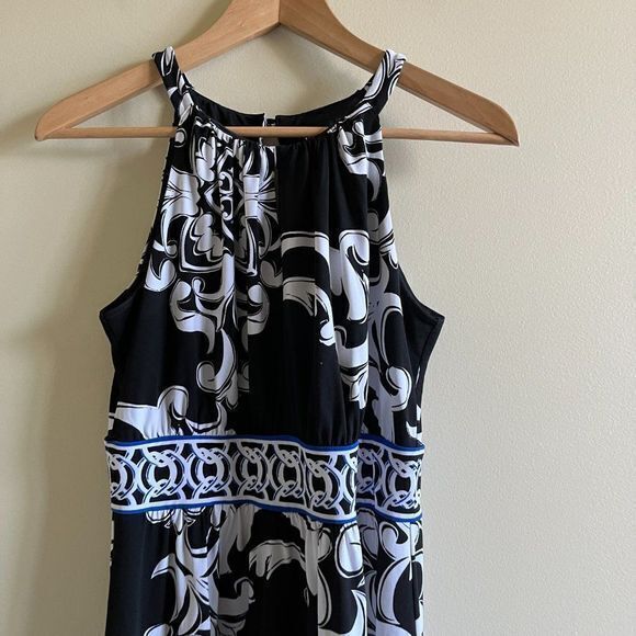 WHITE HOUSE BLACK MARKET HALTER MIDI DRESS WOMENS SIZE S CHAIN‎ FLORAL PR… - Picture 2 of 7